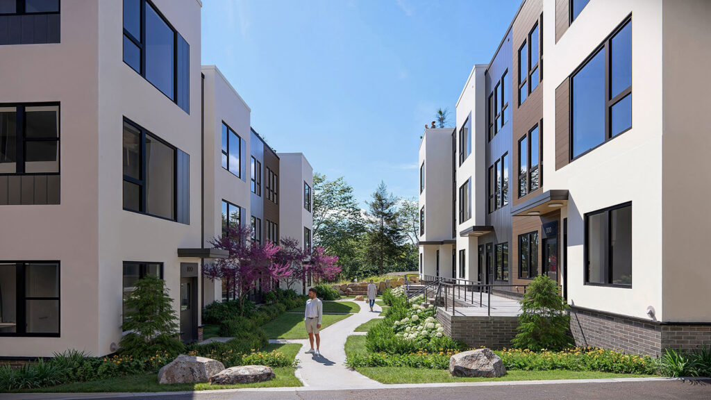 courtyard between phase 3 & 4 of manchester square townhomes for sale in richmond va